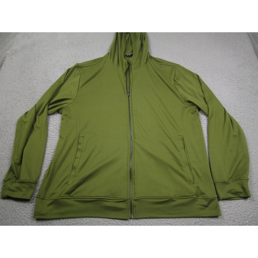 Stoic Jacket Mens Large Green Full Zip Pockets Hooded Activewear